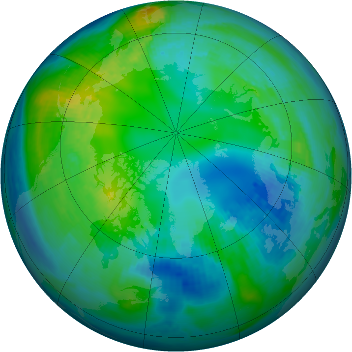 Arctic ozone map for 03 November 1988